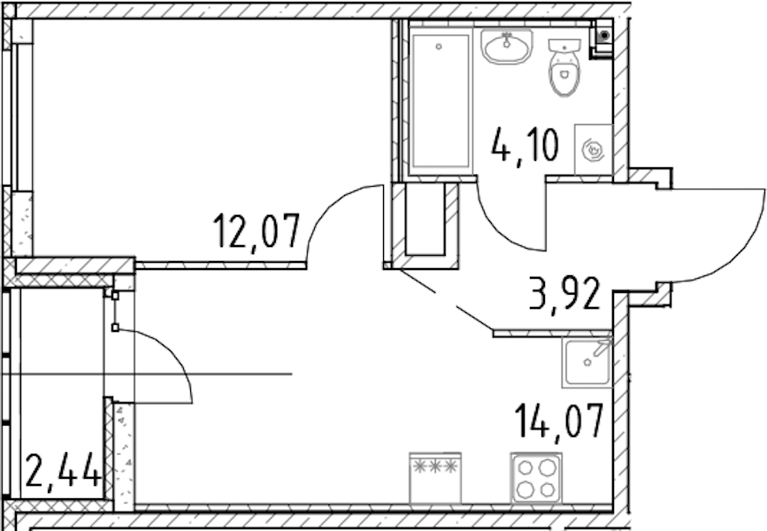 1-комнатная квартира 34.16 м², 14/23 эт., ЖК «Город Первых»